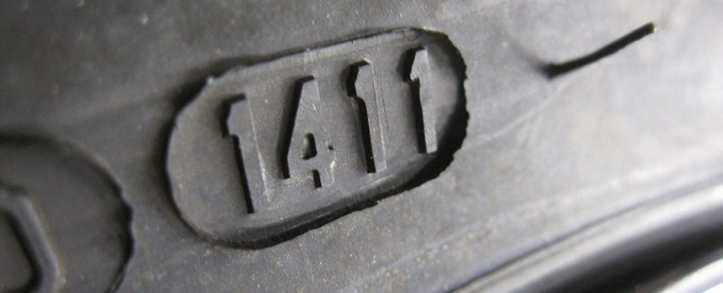 Motorcycle tire date stamp