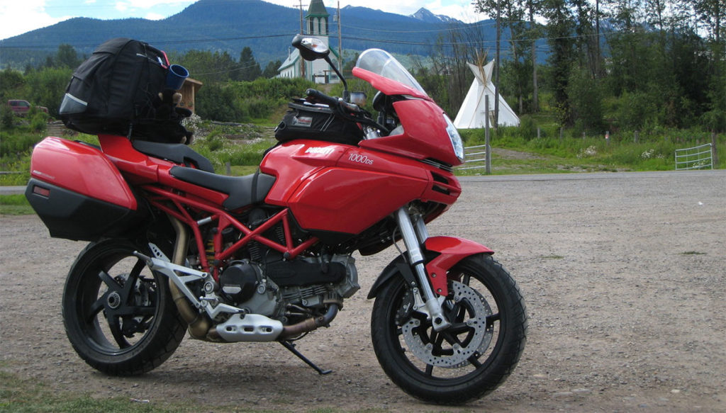 Ventura Motorcycle Luggage Rack System Mounted on a Ducati Multistrada