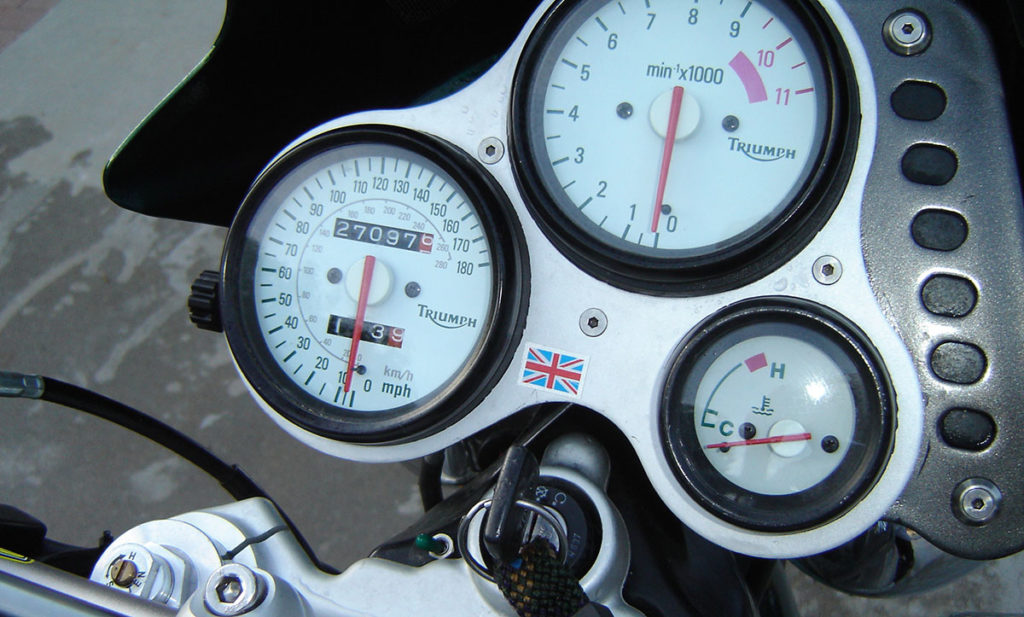 Triumph motorcycle speedometer and tachometer