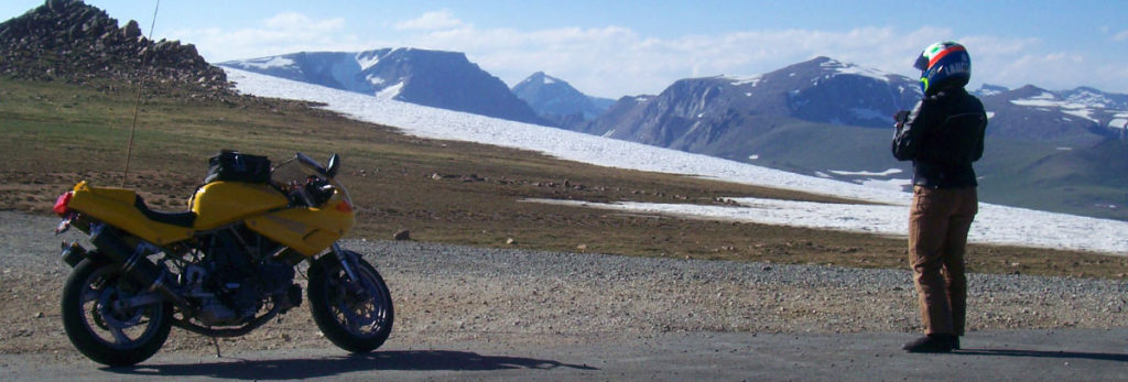Ducati Supersport on top of Bear Tooth Pass