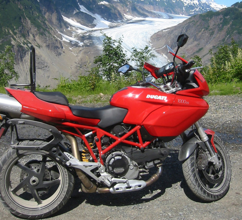 Ventura Motorcycle Luggage Rack System mounted on a Ducati Multistrada but without the Bag Attached