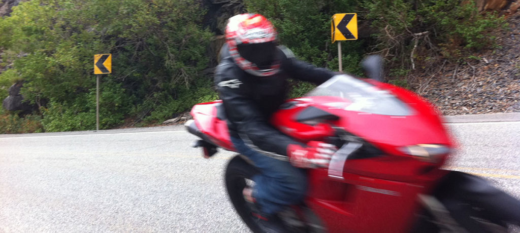 Leather Jacket on a Ducati 848 Superbike