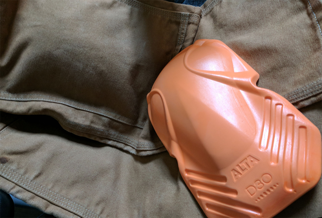 Alta D3O Knee armor inserted into Carhartt Double-Front Dungarees